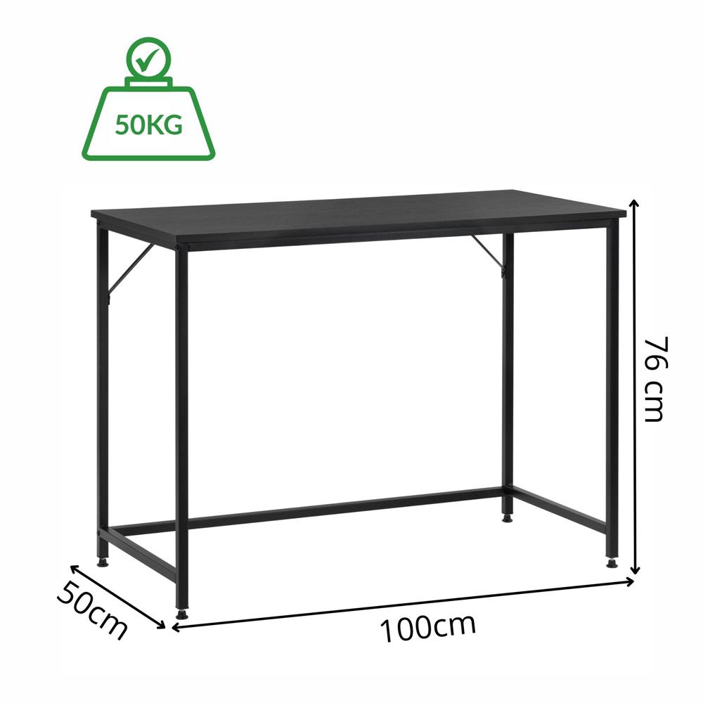 Íróasztal MDF lappal és fém vázzal, 100x50x76 cm, fekete - Image 18