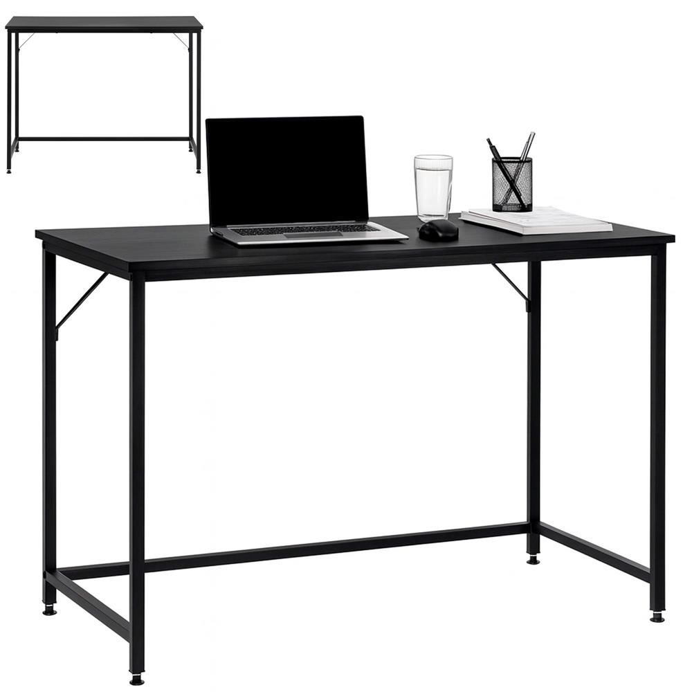 Íróasztal MDF lappal és fém vázzal, 100x50x76 cm, fekete - Image 5
