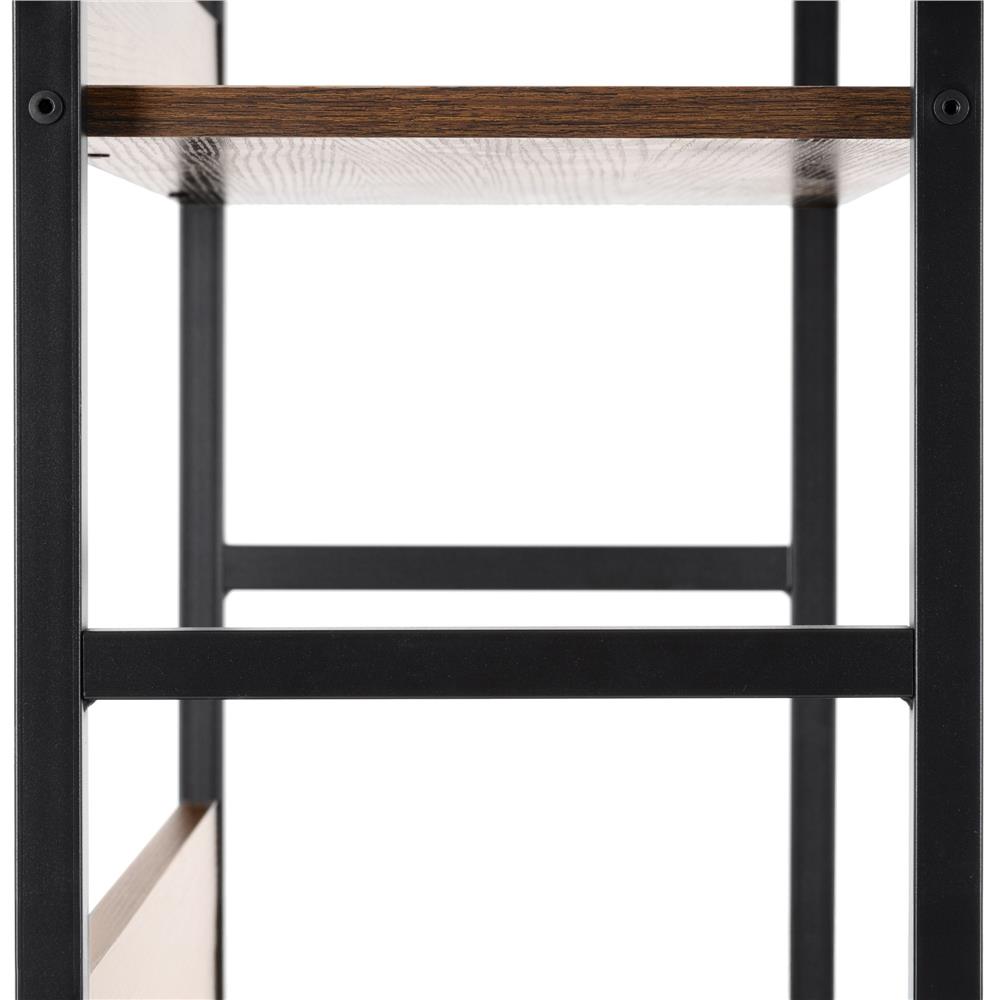 4 polcos ipari stílusú polc MDF lapokkal és fém vázzal, 60x28x124,5 cm, sötétbarna és fekete - Image 12