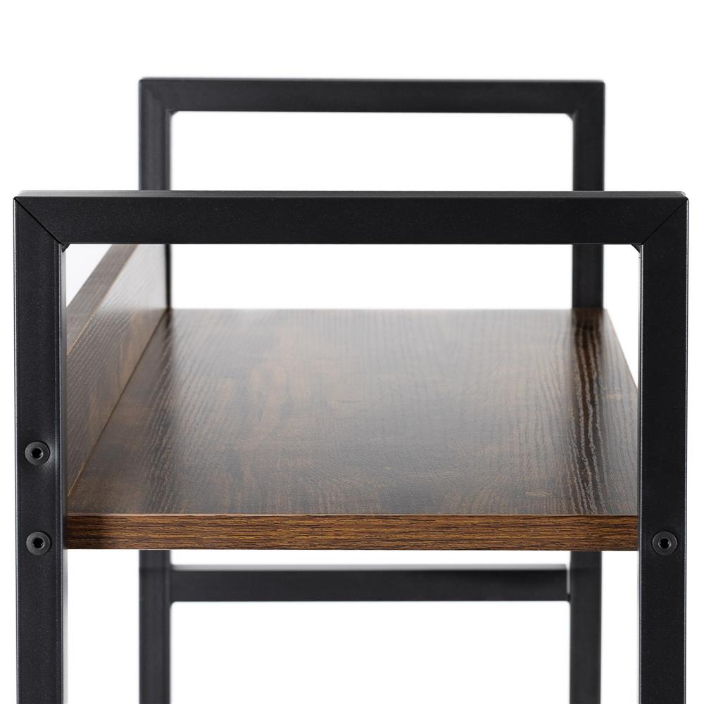 4 polcos ipari stílusú polc MDF lapokkal és fém vázzal, 60x28x124,5 cm, sötétbarna és fekete - Image 14