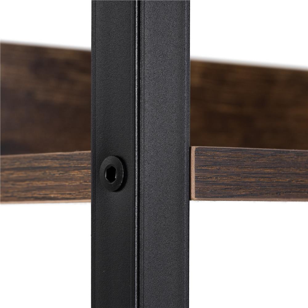 4 polcos ipari stílusú polc MDF lapokkal és fém vázzal, 60x28x124,5 cm, sötétbarna és fekete - Image 8