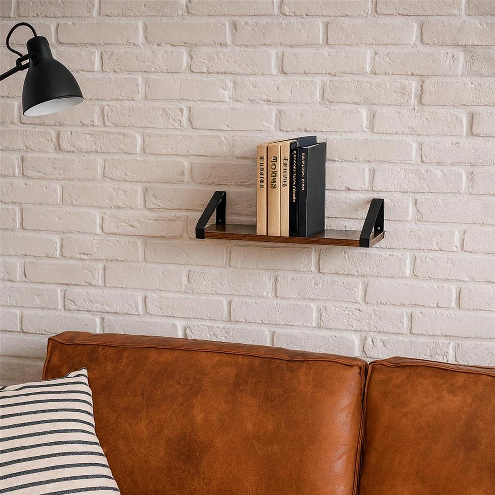 Fém és MDF fali polc szett 3 db, 30-35-40 x 12 cm, fekete és barna - Image 10