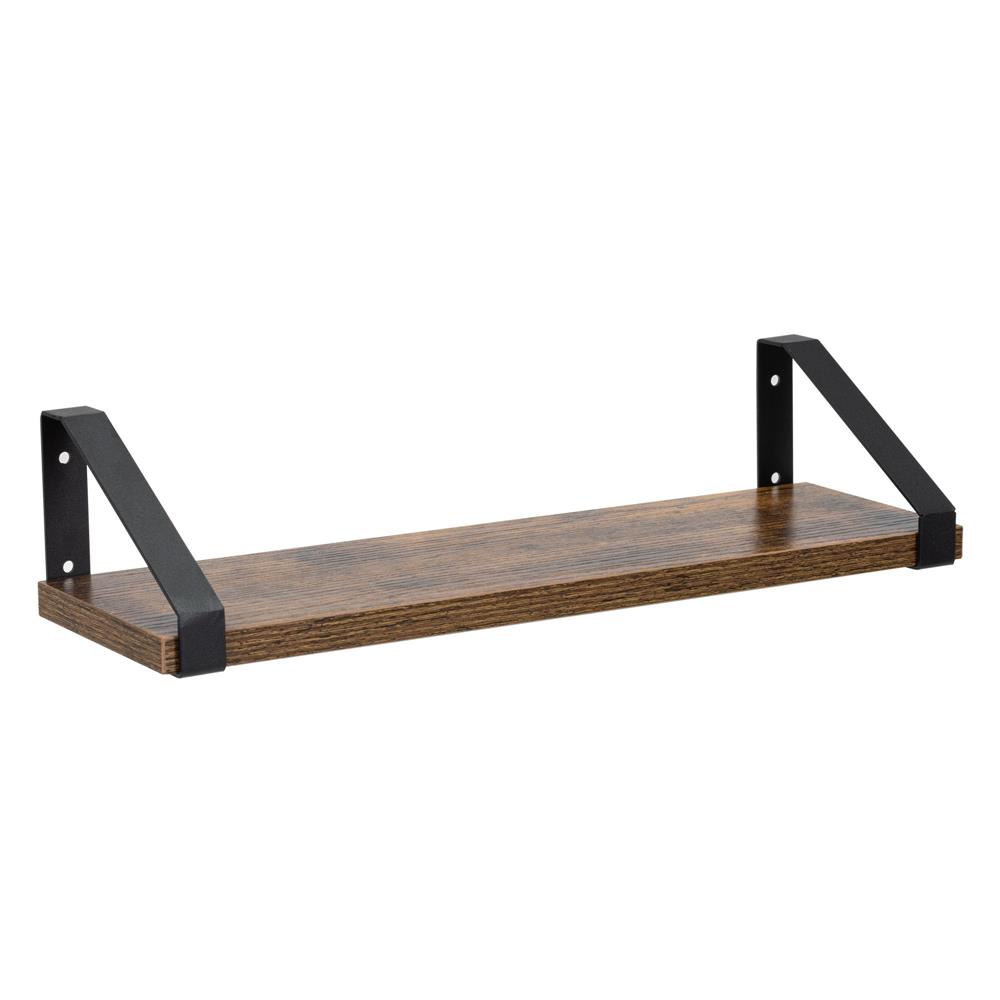 Fém és MDF fali polc szett 3 db, 30-35-40 x 12 cm, fekete és barna - Image 11