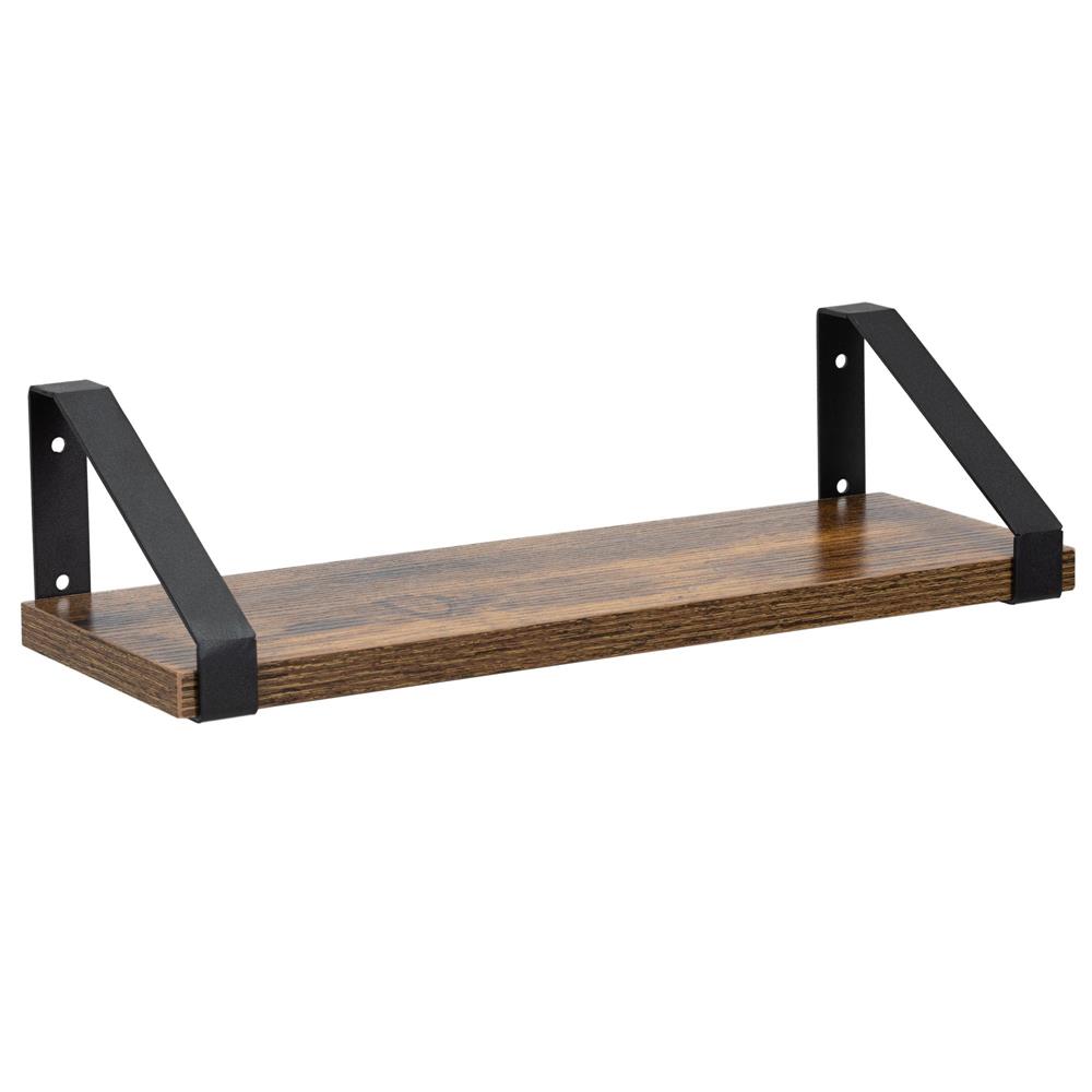 Fém és MDF fali polc szett 3 db, 30-35-40 x 12 cm, fekete és barna - Image 12