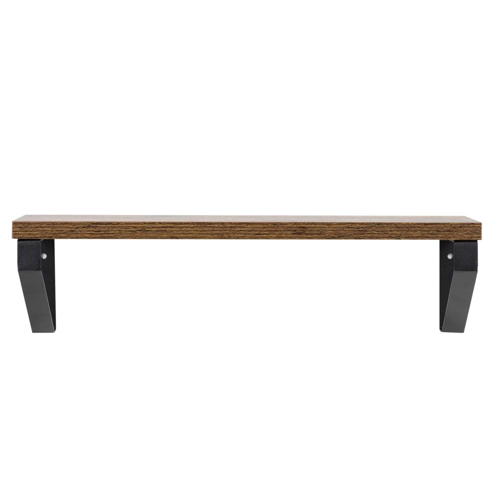 Fém és MDF fali polc szett 3 db, 30-35-40 x 12 cm, fekete és barna - Image 14