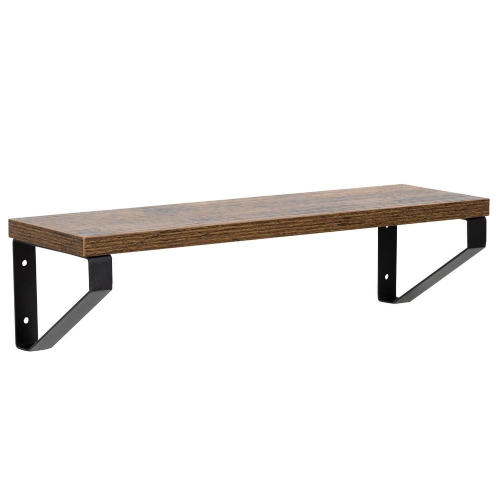 Fém és MDF fali polc szett 3 db, 30-35-40 x 12 cm, fekete és barna - Image 16