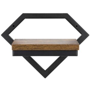 Suport de perete pentru flori, metal si MDF, 25,5x19 cm, negru/maro