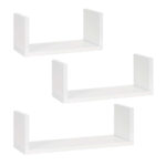 3 db-os MDF fali polc készlet dekorációhoz és tároláshoz, 30, 45 és 60 cm, fehér