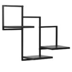 Fali polc 3 MDF polccal és fém vázzal, 58x21x50 cm, fekete