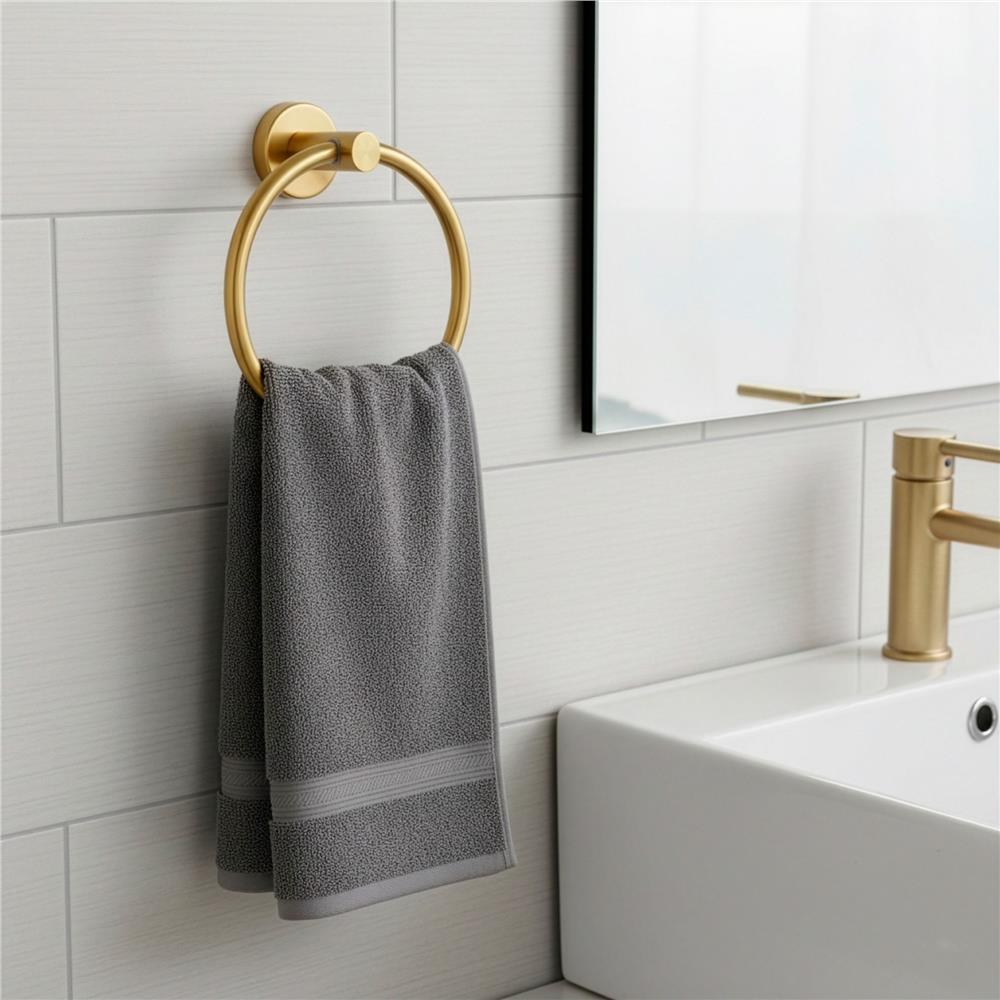 Fém törölközőtartó gyűrűvel, rozsdamentes acél, fényes felülettel, 17 cm átmérőjű, szerelési tartozékokkal, arany színben - Image 10