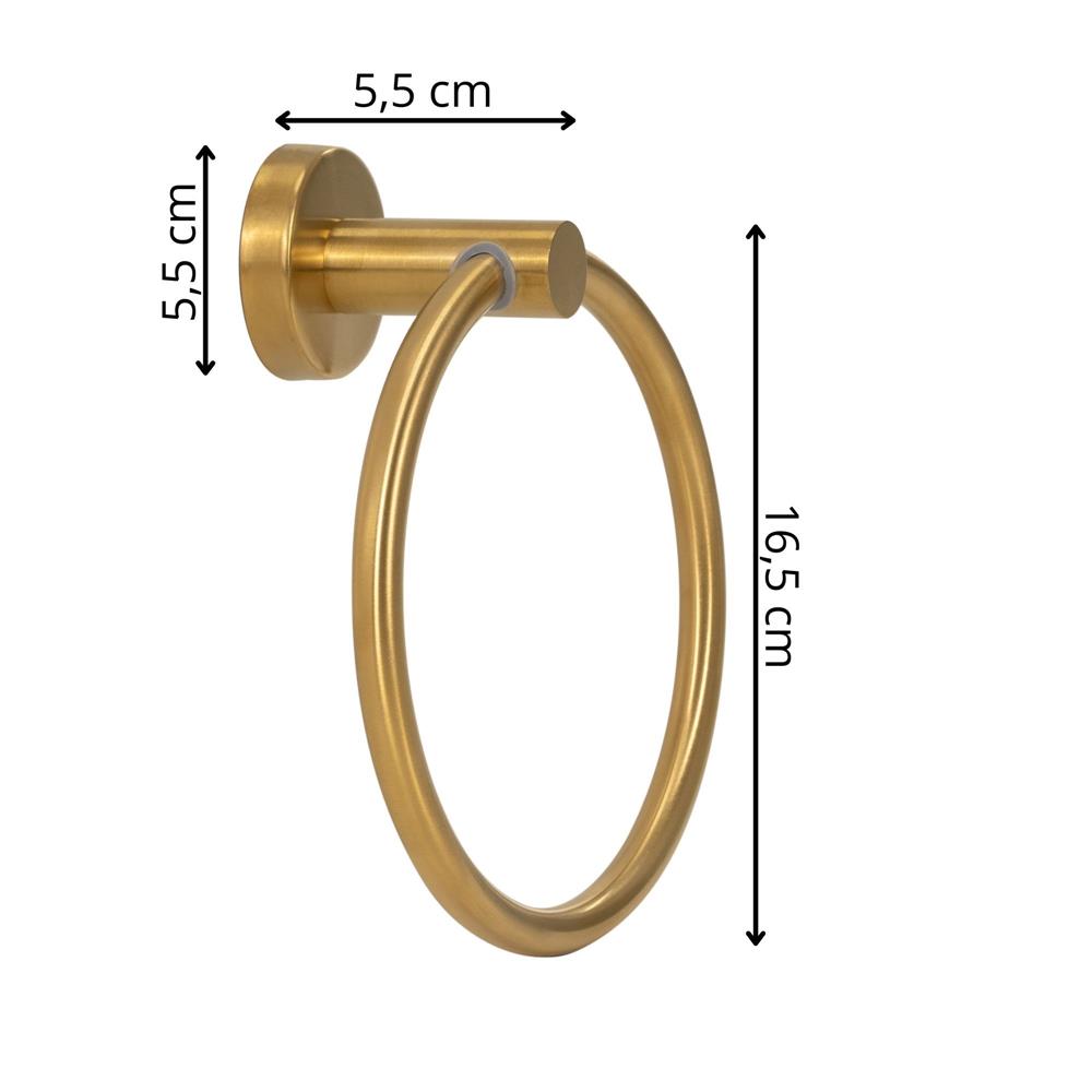 Fém törölközőtartó gyűrűvel, rozsdamentes acél, fényes felülettel, 17 cm átmérőjű, szerelési tartozékokkal, arany színben - Image 15