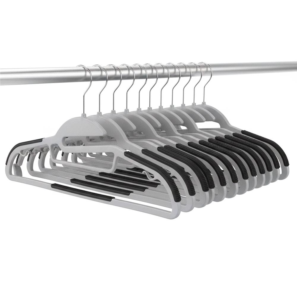 30 darabos csúszásgátló ruhaakasztó készlet, PE-ből, forgó fémhoroggal, 41 cm, szürke és fekete színben - Image 7