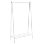 SONGMICS ruhaállvány rúddal és alsó polccal, fémvázas, 93x34x153 cm, fehér