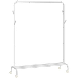 SONGMICS fém ruhatartó állvány kerekekkel és alsó polccal, ipari stílus, 103x41x155 cm, fehér