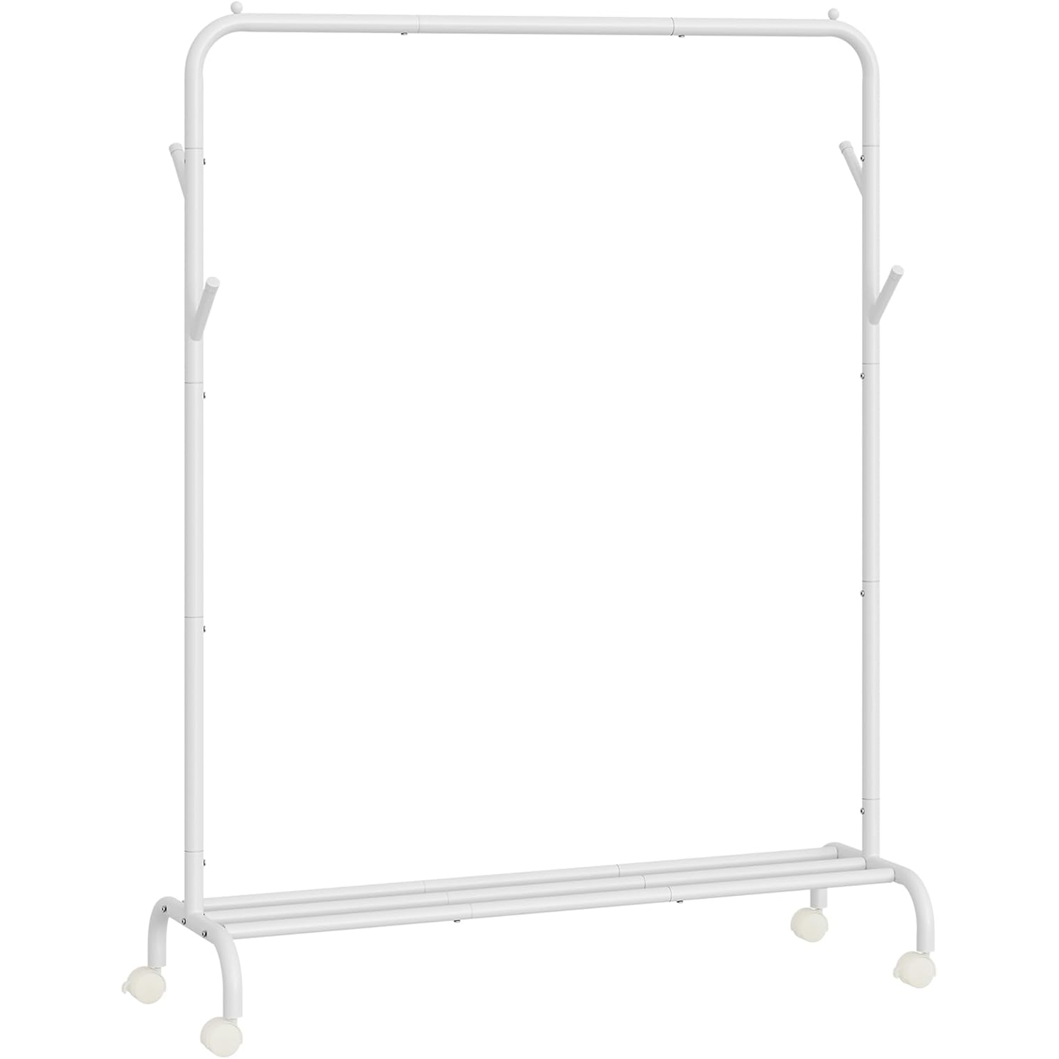 SONGMICS fém ruhatartó állvány kerekekkel és alsó polccal, ipari stílus, 103x41x155 cm, fehér