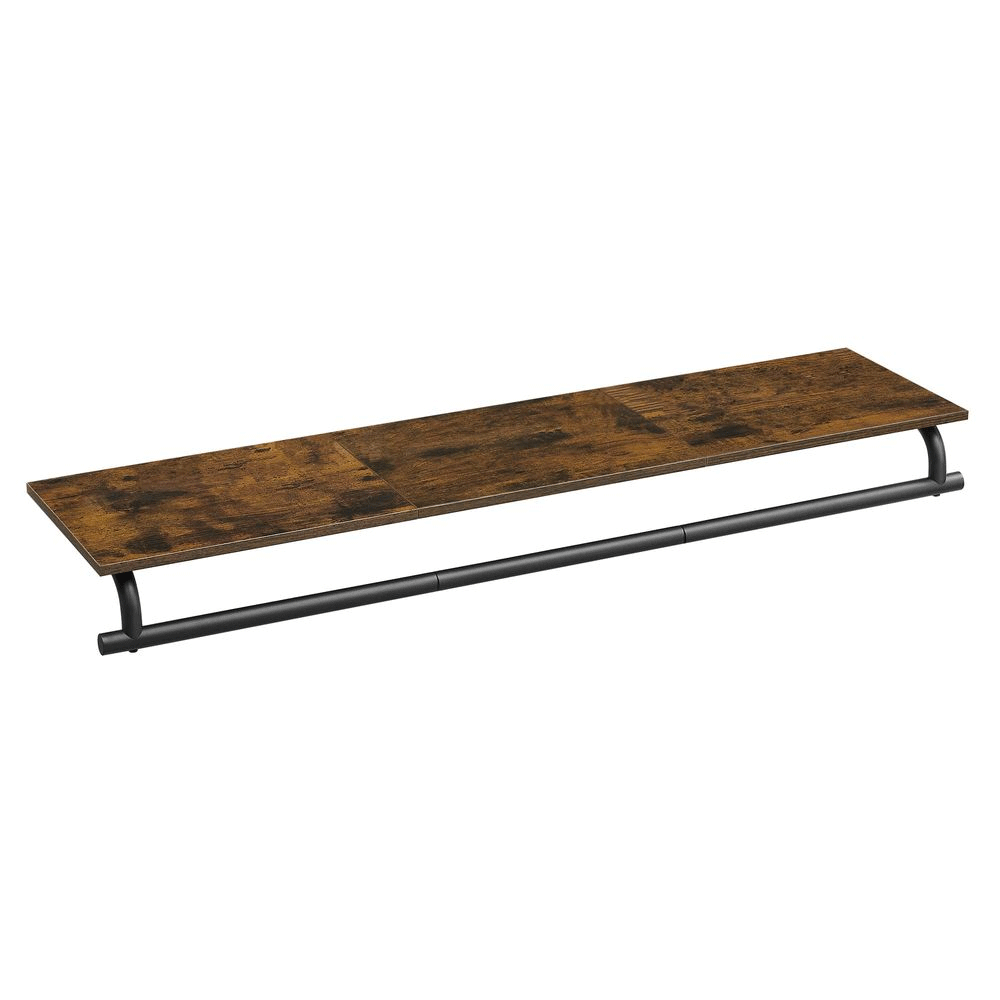SONGMICS Fali kabáttartó akasztóval és polccal, 60 kg teherbírás, ipari stílus, 109x28x13 cm, rusztikus barna