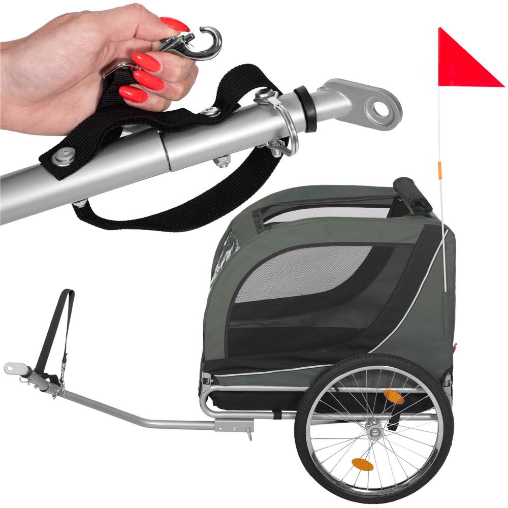 Kerékpár utánfutó állatok szállítására, vízálló tetővel, maximum 40 kg, zöld és fekete - Image 14