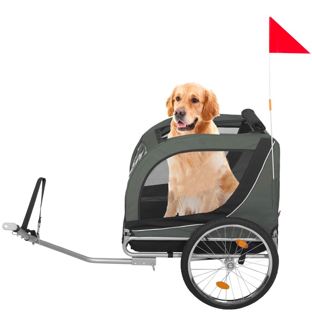 Kerékpár utánfutó állatok szállítására, vízálló tetővel, maximum 40 kg, zöld és fekete - Image 16