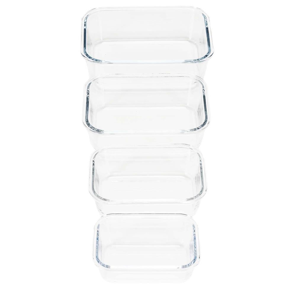 Set 4 recipiente din sticla termorezistenta, cu capac etans, BPA free, 350ml / 600ml / 1000ml / 1450ml , transparent - Image 10