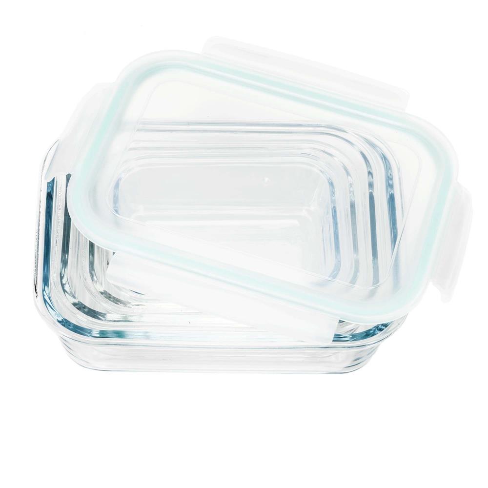 Set 4 recipiente din sticla termorezistenta, cu capac etans, BPA free, 350ml / 600ml / 1000ml / 1450ml , transparent - Image 12