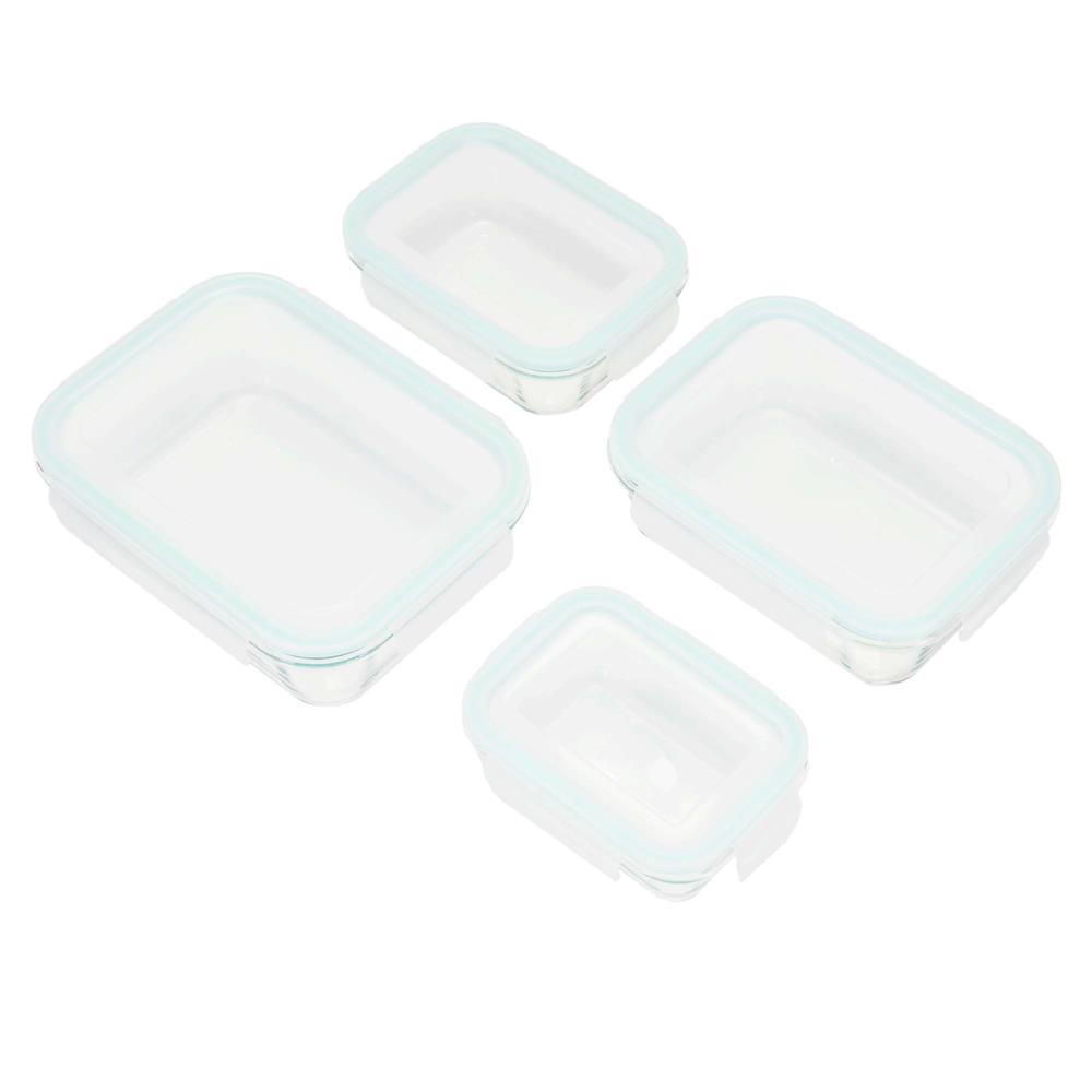 Set 4 recipiente din sticla termorezistenta, cu capac etans, BPA free, 350ml / 600ml / 1000ml / 1450ml , transparent - Image 13