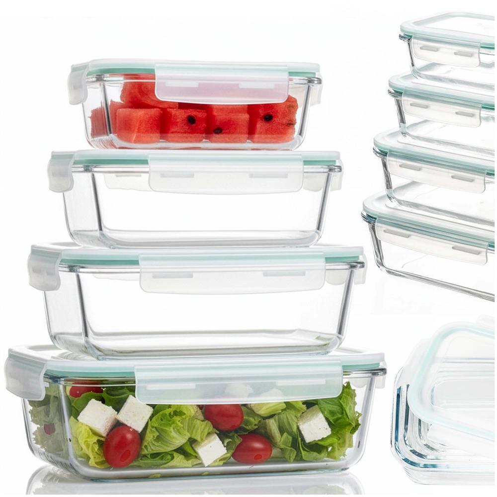 Set 4 recipiente din sticla termorezistenta, cu capac etans, BPA free, 350ml / 600ml / 1000ml / 1450ml , transparent - Image 6