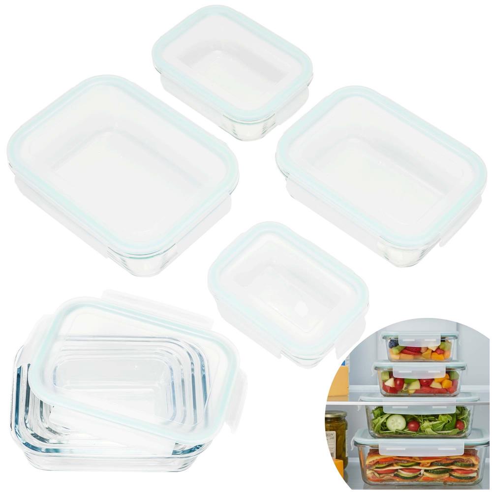 Set 4 recipiente din sticla termorezistenta, cu capac etans, BPA free, 350ml / 600ml / 1000ml / 1450ml , transparent - Image 7