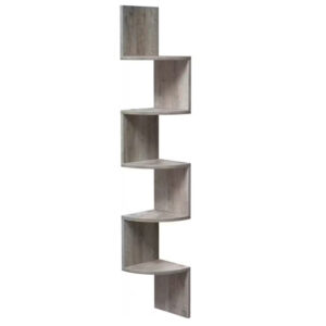 VASAGLE 5 szintes lebegő sarokpolc, fából, 20x20x128 cm, szürke