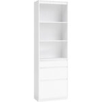 VASAGLE Kailyn kollekció könyvespolc 3 fiókkal és állítható polcokkal, 15 mm-es laminált forgácslapból, 57 x 30 x 180 cm, fehér