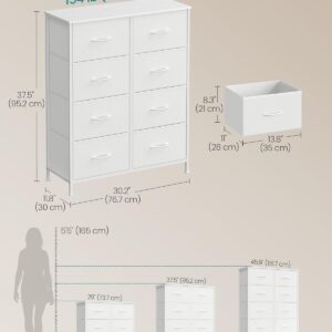 SONGMICS Komód 8 textil fiókkal, fém vázzal és MDF lappal, 77 x 30 x 95 cm, fehér