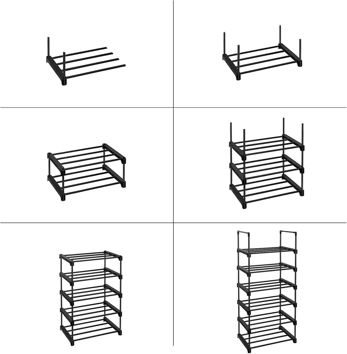 SONGMICS 6-szintes cipőtartó, 12 pár cipőnek, fém szerkezet, 45x30x106 cm, fekete - Image 6