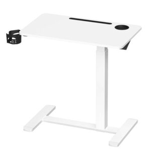 VASAGLE állítható asztal kerekekkel ágyhoz vagy kanapéhoz, 70x40 cm-es lappal, 65–102 cm között állítható magassággal, fehér