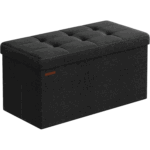 SONGMICS Összecsukható szék puha ülőfelülettel, 89 literes tárolókapacitással, maximum 300 kg-os teherbírással, 76x38x38 cm, fekete