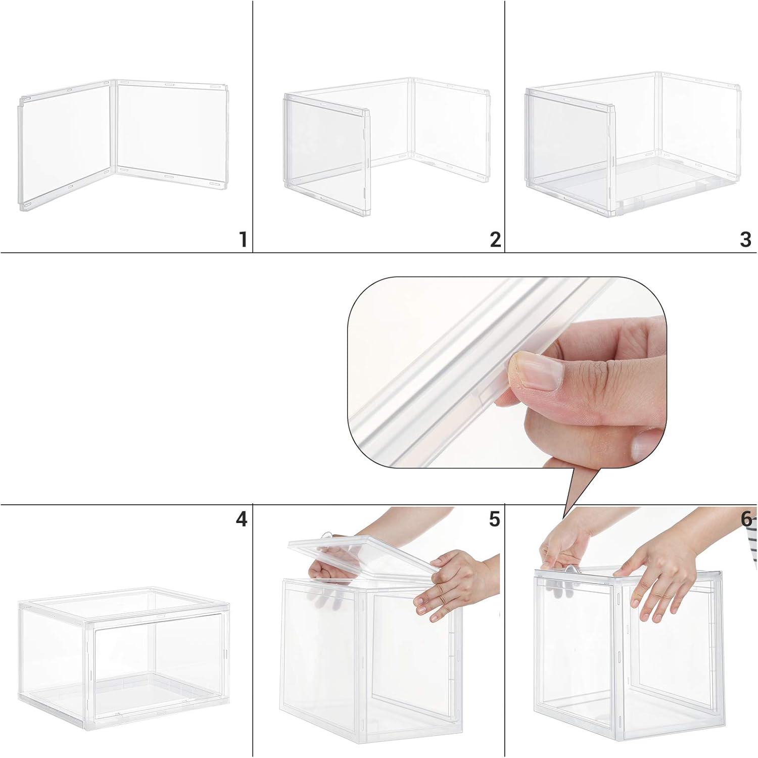 SONGMICS Átlátszó cipőtároló dobozok elülső ajtóval, egymásra helyezhetők, PVC, 6 db x 36 x 28 x 22 cm, átlátszó - Image 2