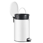 SONGMICS Pedálos szemetes, 20 l, Soft Close fedéllel, kivehető belső vödörrel, acél és műanyag, 30 × 37 × 44 cm, fehér