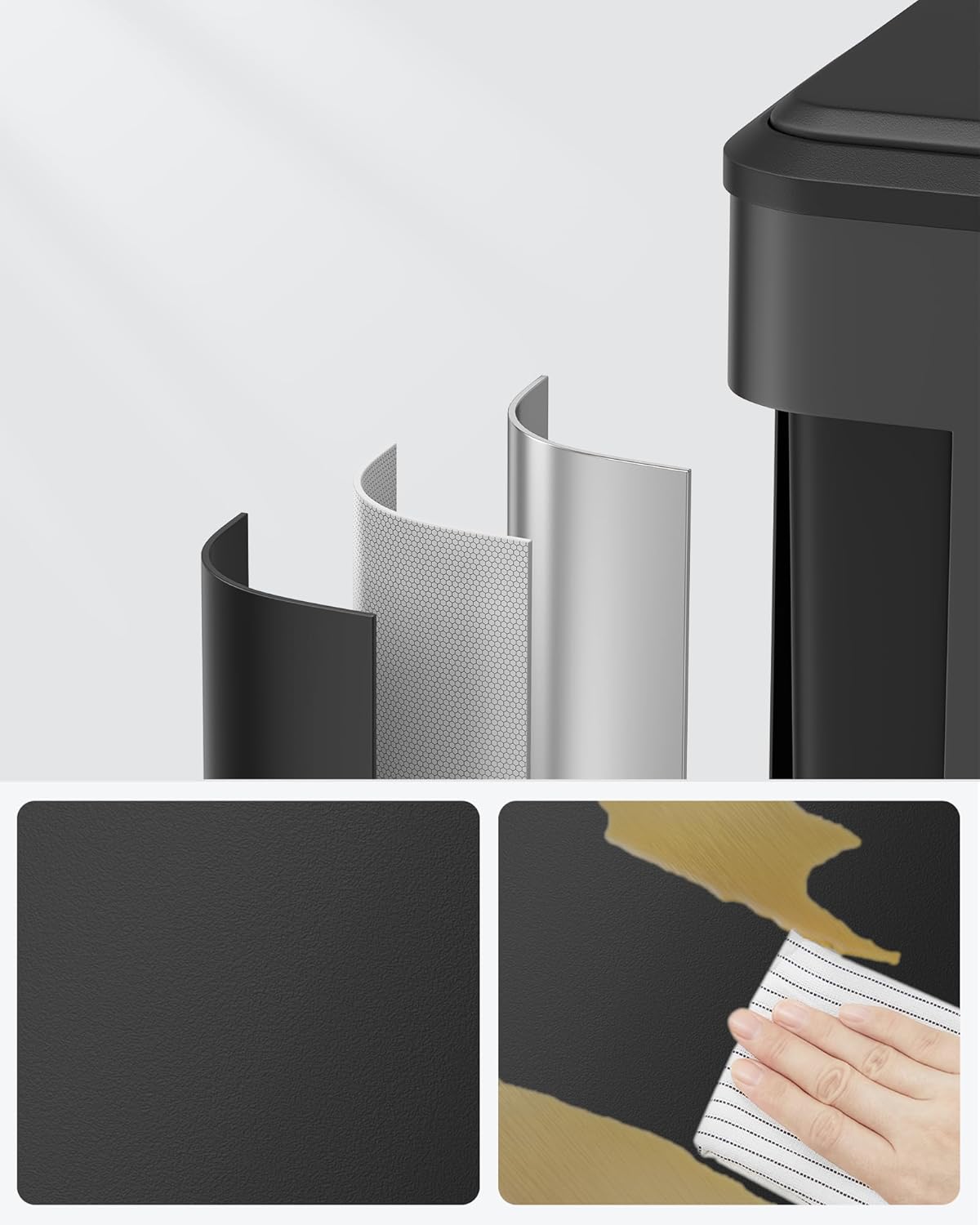 SONGMICS fém szemetes, 2 rekesszel, 2x15 literes, pedállal és csendes záródással, fekete - Image 5