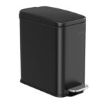 SONGMICS Pedálos szemetes, fürdőszobába, soft-close fedéllel és kivehető belső vödörrel, rozsdamentes acél, 5 liter, 30x14x29 cm, fekete