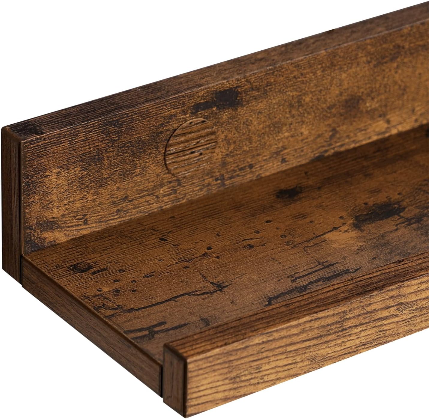 VASAGLE 3 darabos lebegő fali polc szett, megemelt elülső peremmel, 38x10x5 cm, rusztikus barna - Image 3