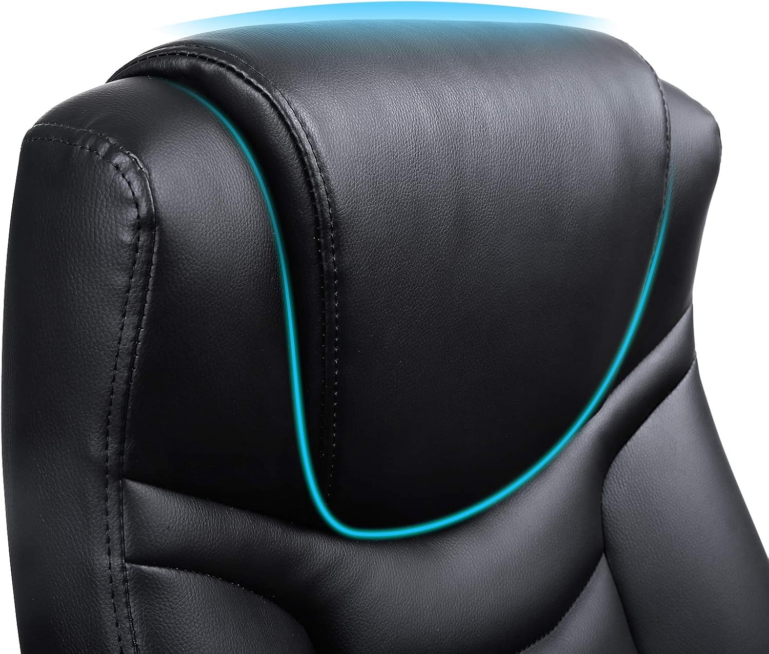 SONGMICS Ergonomikus irodai szék állítható magassággal, műbőr kárpitozással, legfeljebb 150 kg teherbírással, 53 × 54 × 115 cm, fekete - Image 7
