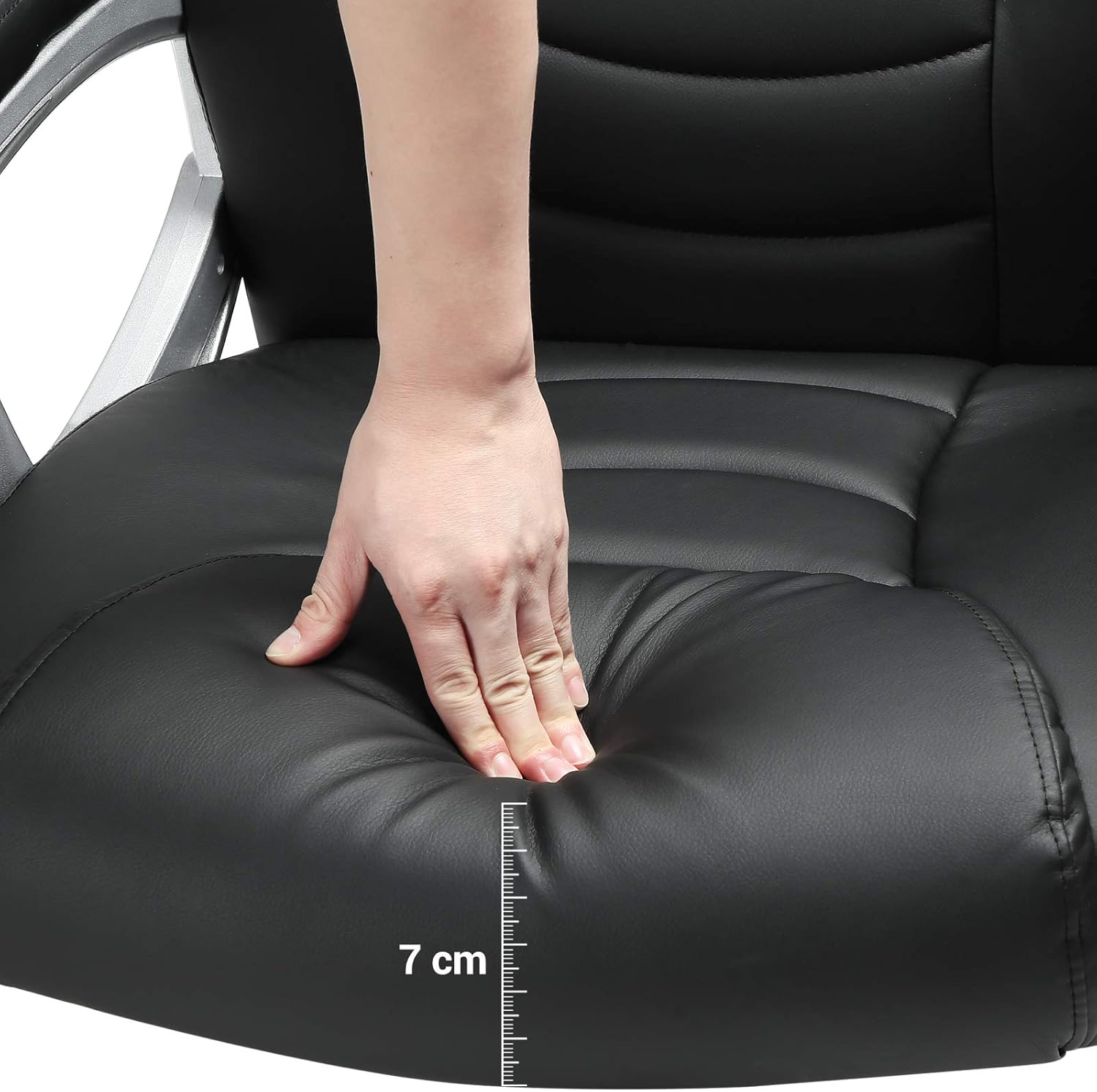 SONGMICS Ergonomikus irodai szék állítható magassággal, műbőr kárpitozással, legfeljebb 150 kg teherbírással, 53 × 54 × 115 cm, fekete - Image 8