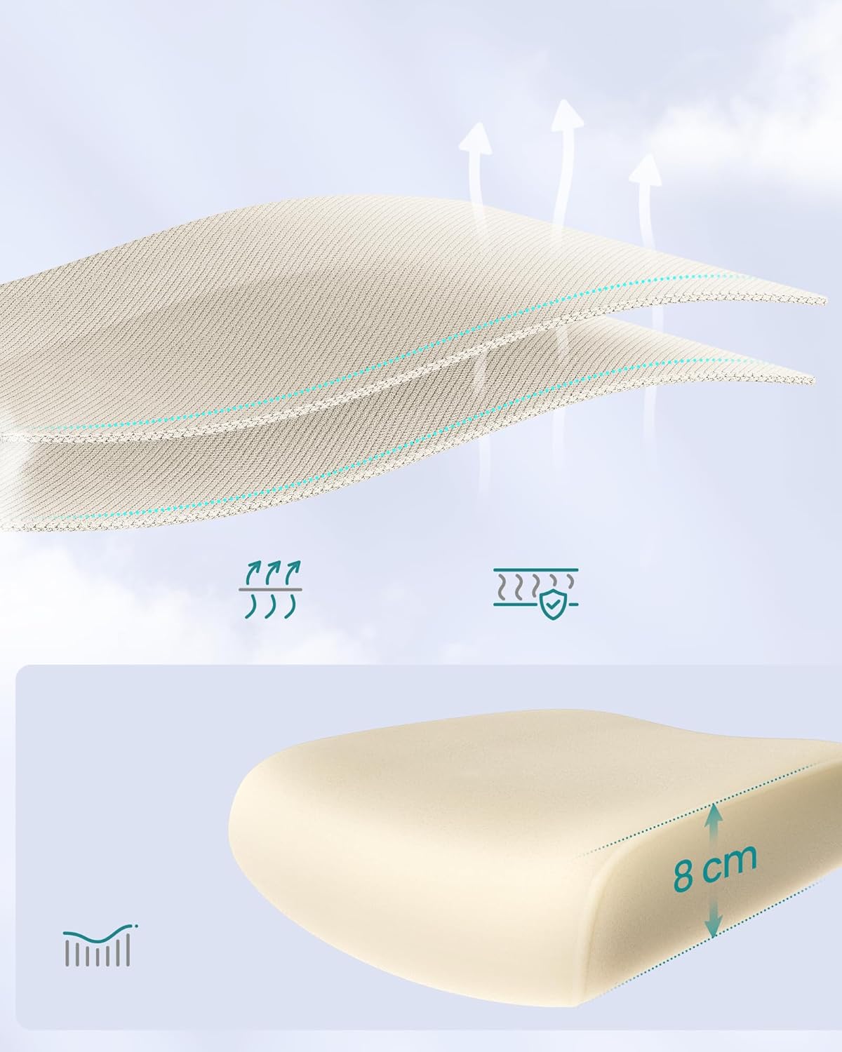 SONGMICS ergonomikus irodai szék hálós háttámlával, dinamikus deréktámasszal, állítható fejtámlával, 70x70x135 cm, bézs - Image 4