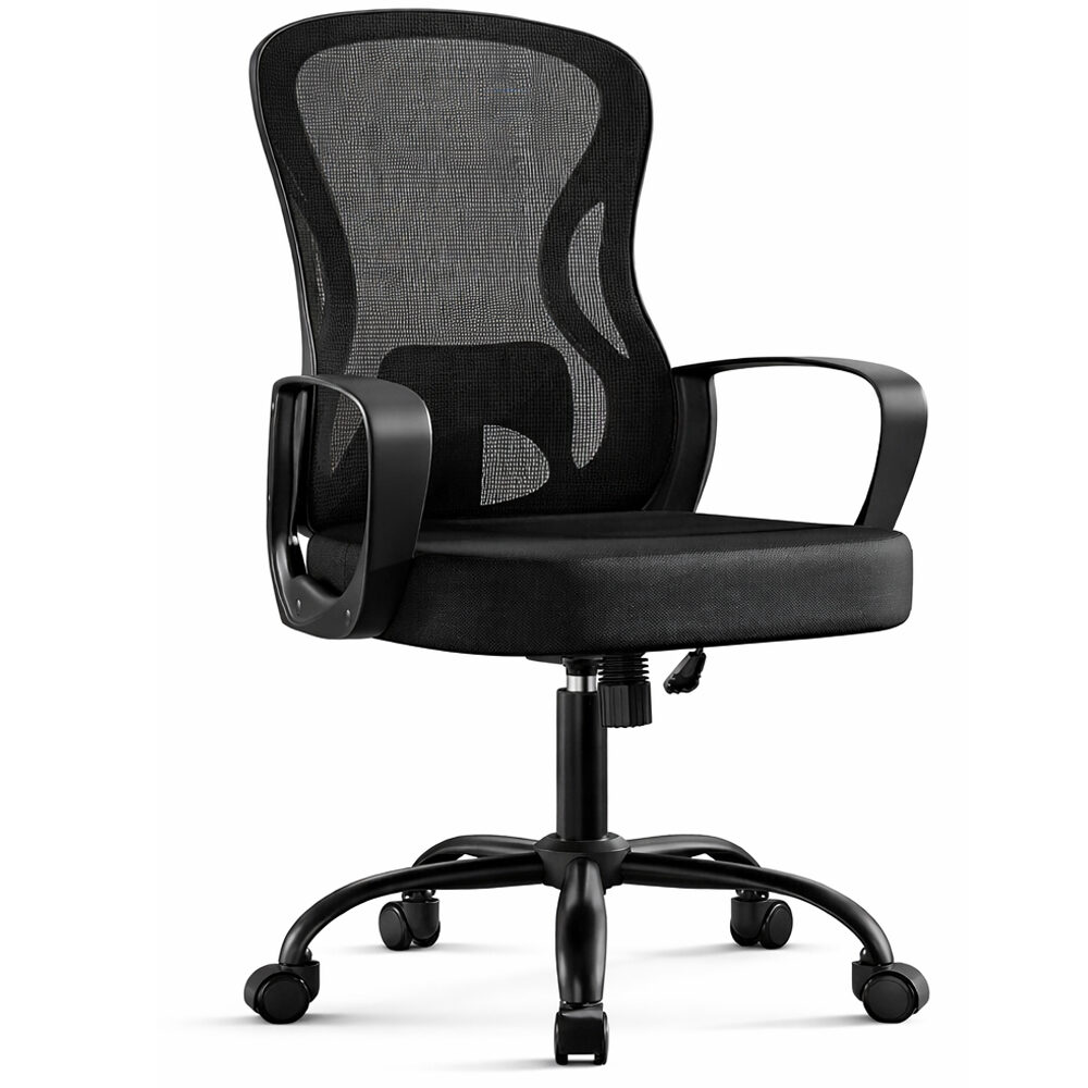 SONGMICS Ergonomikus irodai szék, hálós háttámlával és deréktámasztékkal, magasságállítható, fémvázas, 60x60x106 cm, fekete