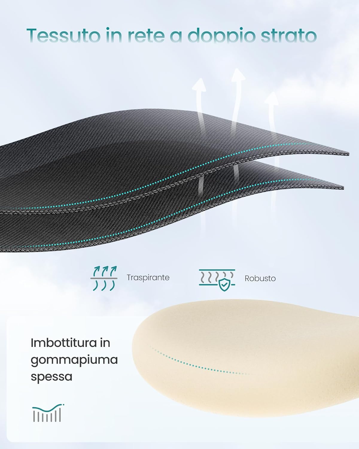 SONGMICS Ergonomikus irodai szék állítható fejtámlával és deréktámasztékkal, 70x70x113–130 cm, fekete - Image 6