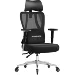 SONGMICS prémium ergonomikus irodai szék, állítható deréktámasszal, 2D fejtámlával, 4D karfákkal, 70x70x136 cm, fekete