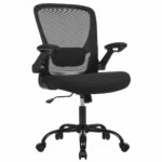 SONGMICS ergonomikus irodai szék hálós háttámlával, állítható deréktámasszal, felhajtható karfákkal, hintafunkcióval, 64x64x107 cm, fekete