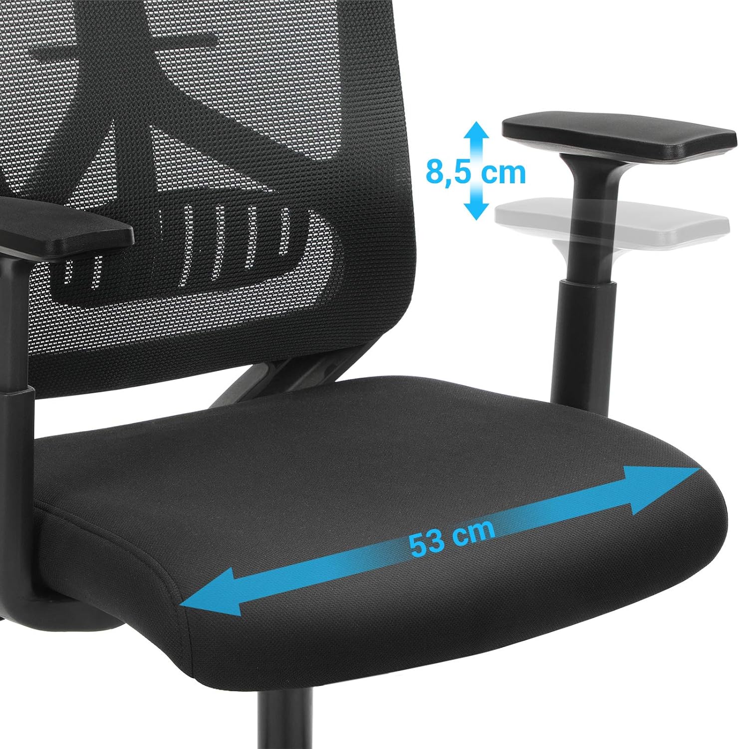 SONGMICS Ergonomikus irodai szék fejtámlával és deréktámasszal, állítható, hintamechanizmussal, legfeljebb 120 kg teherbírással, 70 × 70 × 133 cm, fekete - Image 5