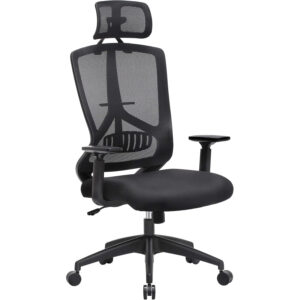 SONGMICS Ergonomikus irodai szék fejtámlával és deréktámasszal, állítható, hintamechanizmussal, legfeljebb 120 kg teherbírással, 70 × 70 × 133 cm, fekete