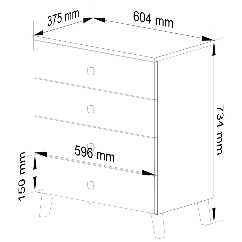 MOBI K-04 komód, 4 fiókkal, 60x37x73 cm, kasmír színű, arany részletekkel - Image 6