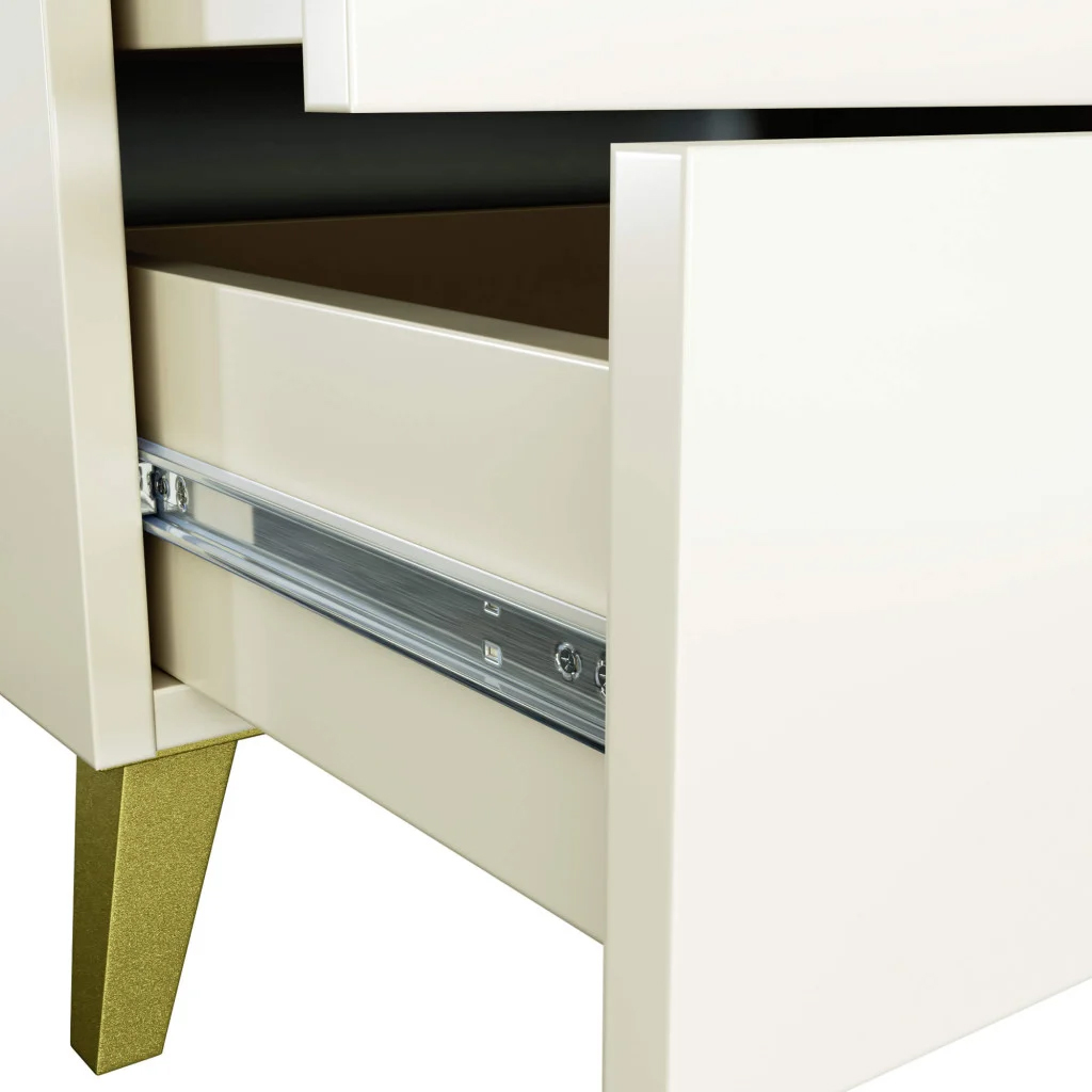MOBI K-04 komód, 4 fiókkal, 60x37x73 cm, kasmír színű, arany részletekkel - Image 7