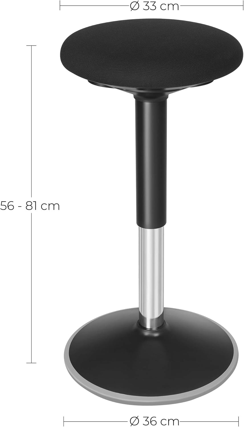 SONGMICS ergonomikus irodai ülőke, állítható magassággal, 360°-ban forgatható, 56–81 cm, fekete - Image 2